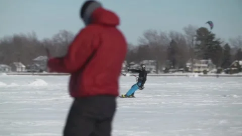 Snowkite ice slow Motion 库存影片 230918032