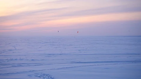 Snowkiteboarders Video stock 120538870