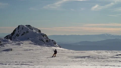 Snowkiter in the Winter Sun 4K Stock Footage 76517554