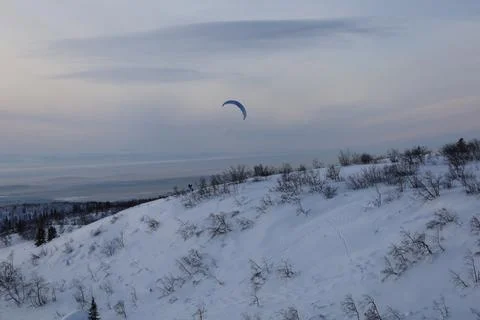 Snowkiting camp Stock Photos