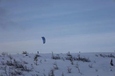 Snowkiting camp Stock Photos