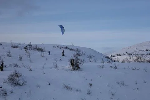 Snowkiting camp Stock Photos