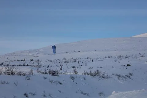 Snowkiting camp Stock Photos