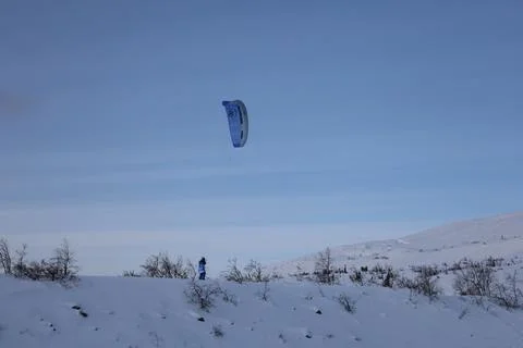 Snowkiting camp Stock Photos
