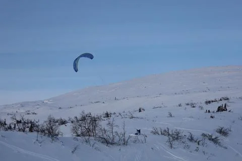 Snowkiting camp Stock Photos