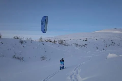 Snowkiting camp Stock Photos
