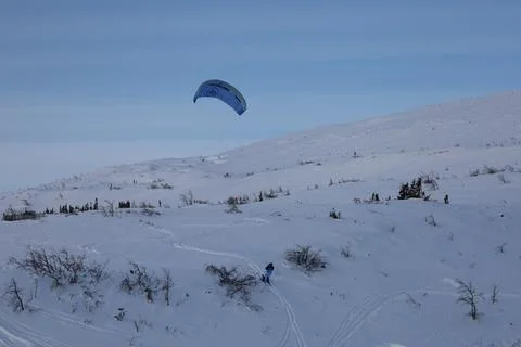 Snowkiting camp Stock Photos