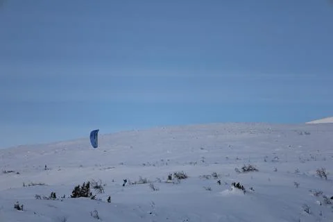 Snowkiting camp Stock Photos