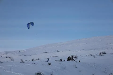 Snowkiting camp Stock Photos