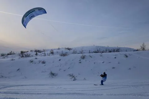Snowkiting camp Stock Photos