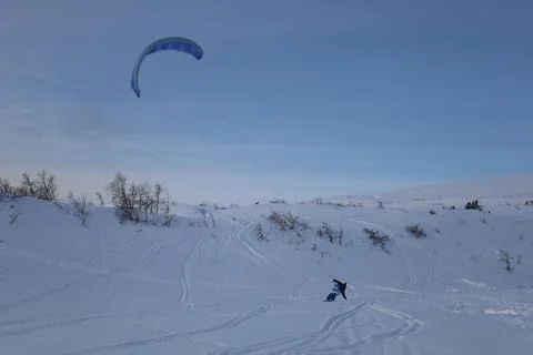 Snowkiting camp Stock Photos