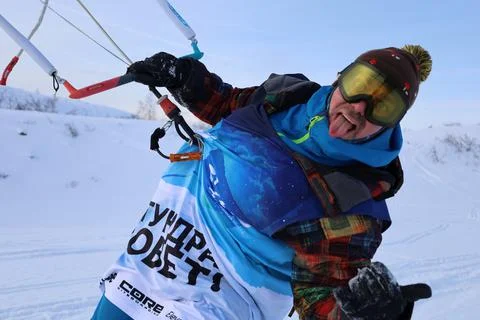 Snowkiting camp Stock Photos