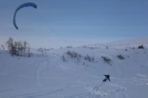 Snowkiting camp Stock Photos