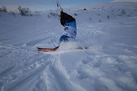 Snowkiting camp Stock Photos