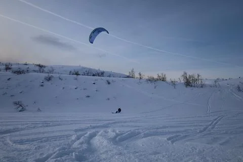 Snowkiting camp Stock Photos