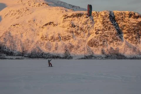 SNOWKITING IN KHIBINY Stock Photos