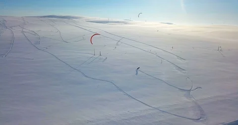 Snowkiting in the North Stock Footage 99074950