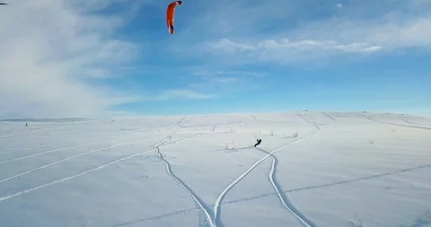 Snowkiting in the North Stock Footage 99075121