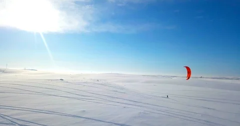 Snowkiting in the North Stock Footage 101894285
