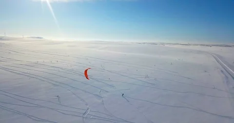 Snowkiting in the North Video stock 101894320
