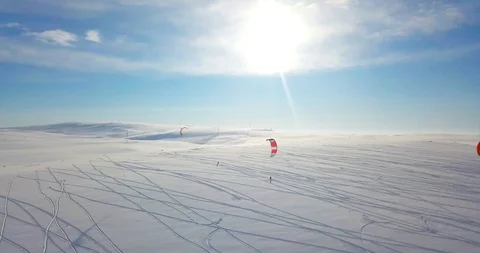Snowkiting in the North Stock Footage 101894445