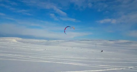 Snowkiting in the North Stock Footage 101894530