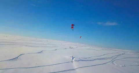 Snowkiting in the North Stock Footage 101894745
