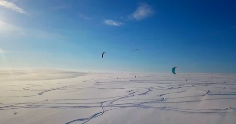 Snowkiting in the North Video stock 101894882