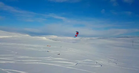 Snowkiting in the North Stock Footage 101895017