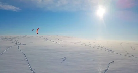 Snowkiting in the North Stock Footage 130095225