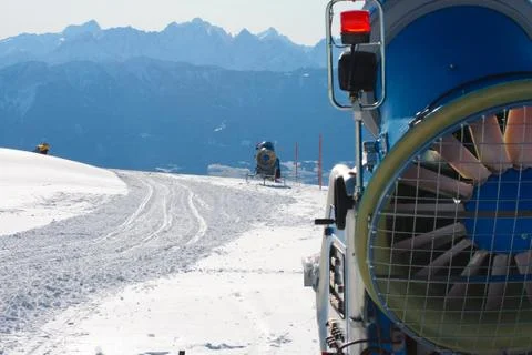 Snowmachine austrian alps Stock Photos