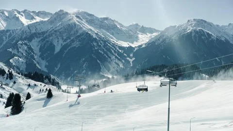 Snowmaking machine at mountain ski resort. Stock Footage 330243454