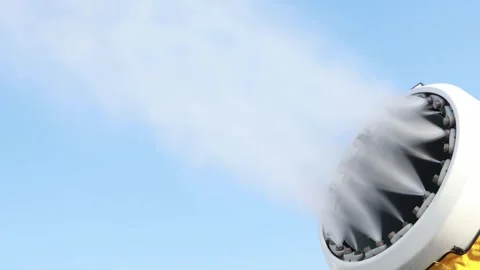 Snowmaking technology creates winter wonderland with automated frost machine Video stock 301874992
