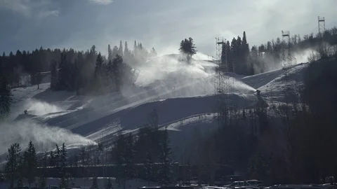 Snowmaking at Winter X-Games Ski Area Stock Footage 127468095