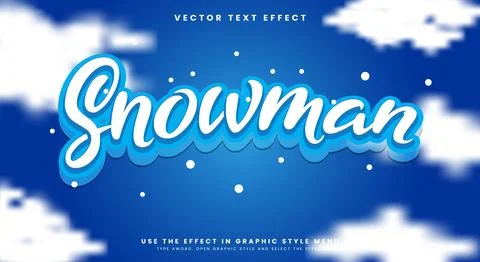 Snowman 3D editable text effect template Stock Illustration