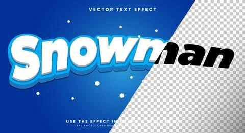 Snowman 3D editable text effect template Stock Illustration