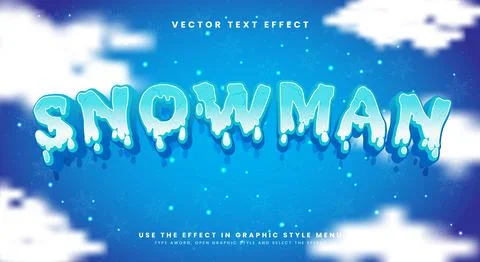 Snowman 3D editable text effect template Illustrazione stock