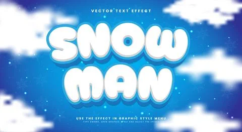 Snowman 3d editable text effect template 스톡 일러스트
