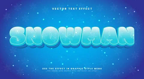Snowman 3D editable text effect 스톡 일러스트