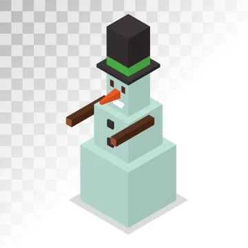 Snowman 3d isometric view vector icon Stock Illustration