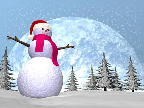 Snowman - 3D render Stock Illustration