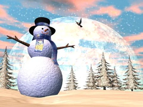 Snowman - 3D render Stock Illustration