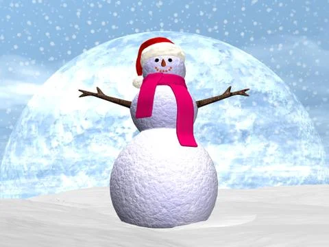 Snowman - 3D render Stock Illustration