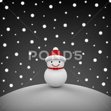 Snowman among snowing Stock Illustration