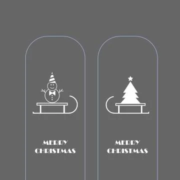 Snowman and Christmas tree vector icons Stock Illustration