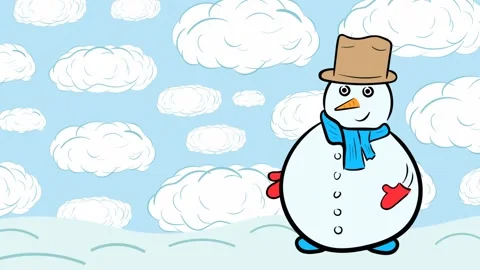 Snowman and clouds Stock Footage 99544180