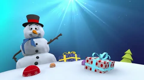 Snowman and  gifts HDloop Stock Footage 10566238
