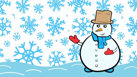 Snowman and snowflakes Stock Footage 99544512