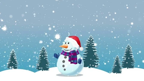 Snowman and Winter Background 库存影片 82709536