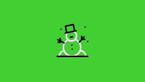 Snowman animated icon on bright green screen background Stock Footage 314767448